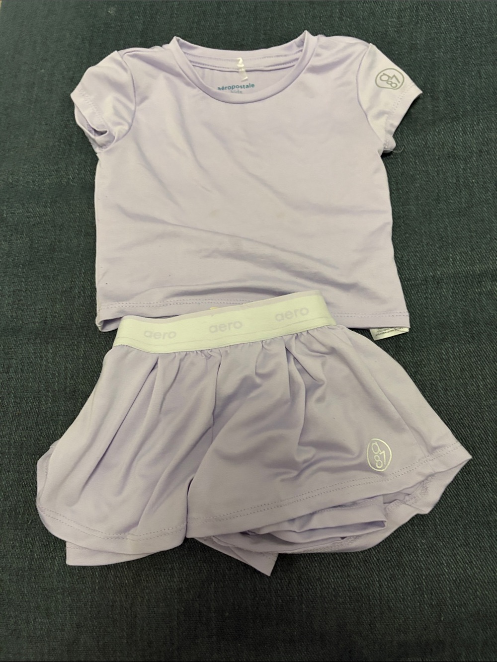 Aeropostale Girls' Lilac Short Sleeve Top & Skirted Shorts Pajama Set